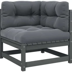 vidaXL hjørnemodul til havesofa grå hynder massivt fyrretræ