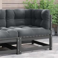 vidaXL hjørnemodul til havesofa grå hynder massivt fyrretræ