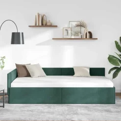vidaXL Hjørnesengramme med hovedgærde Mørkegrøn 80 cm x 200 cm Fløjl