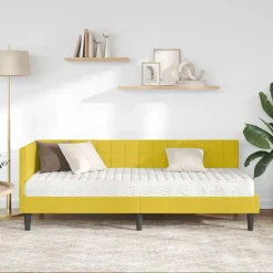 vidaXL Hjørnesengramme med Madras med hovedgærde 2 pcs Gul Fløjl