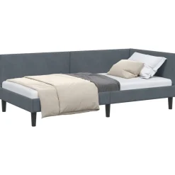 vidaXL Hjørnesengramme med hovedgærde Mørkegrå 80 cm x 200 cm Fløjl