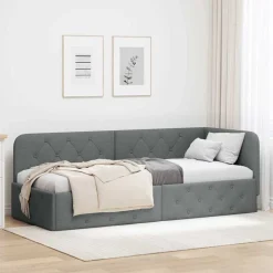 vidaXL Hjørnesengramme Mørkegrå 80 x 200 cm Stof