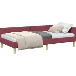 vidaXL Hjørnesengramme Vinrød 80 x 200 cm Stof
