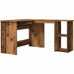 vidaXL Hjørneskrivebord gammelt træ 120x140x75 cm konstruktionstræ