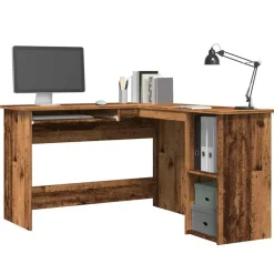 vidaXL Hjørneskrivebord gammelt træ 120x140x75 cm konstruktionstræ
