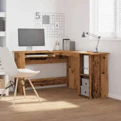 vidaXL Hjørneskrivebord gammelt træ 120x140x75 cm konstruktionstræ