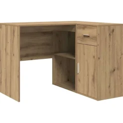 vidaXL Hjørneskrivebord med skuffe Artisan Egetræ 102 x 88 x 75 cm
