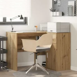 vidaXL Hjørneskrivebord med skuffe Artisan Egetræ 102 x 88 x 75 cm