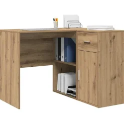 vidaXL Hjørneskrivebord med skuffe Artisan Egetræ 102 x 88 x 75 cm