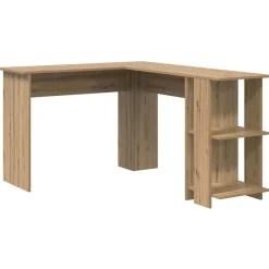 vidaXL Hjørneskrivebord med hylde Artisan Egetræ 140 x 113,5 x 75 cm