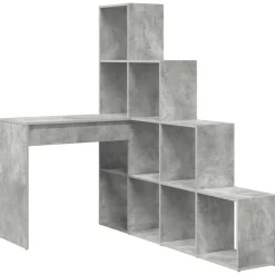vidaXL Hjørneskrivebord med hylde Beton Grå 101,5 x 149,5 x 149,5 cm