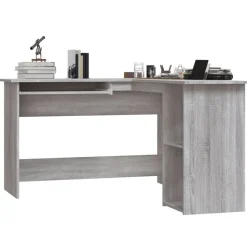 vidaXL hjørneskrivebord 120x140x75 cm konstrueret træ grå sonoma-eg