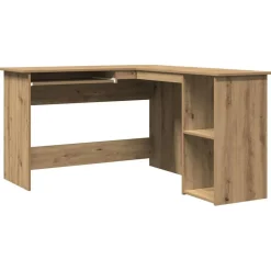 vidaXL hjørneskrivebord 120x140x75 cm konstrueret træ artisan egetræ