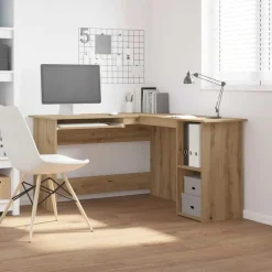 vidaXL hjørneskrivebord 120x140x75 cm konstrueret træ artisan egetræ