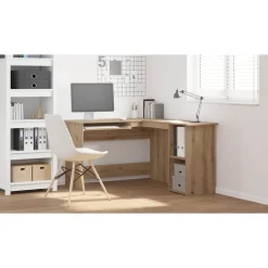 vidaXL hjørneskrivebord 120x140x75 cm konstrueret træ artisan egetræ