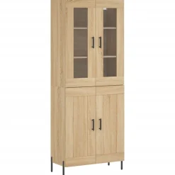 vidaXL højskab 69,5x34x180 cm konstrueret træ sonoma-eg