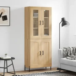 vidaXL højskab 69,5x34x180 cm konstrueret træ sonoma-eg