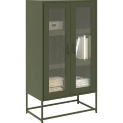 vidaXL højskab 68x39x123 cm stål olivengrøn