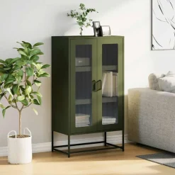 vidaXL højskab 68x39x123 cm stål olivengrøn
