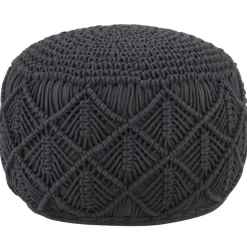 vidaXL håndlavet macramépuf 45x30 cm bomuld antracitgrå