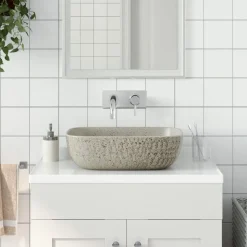 vidaXL håndvask til bord 48x37,5x13,5 cm rektangulær keramik grå