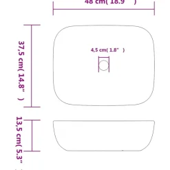 vidaXL håndvask til bord 48x37,5x13,5 cm rektangulær keramik grå