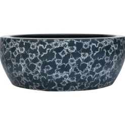 vidaXL håndvask til bordplade Φ41x14 cm rund keramik sort og blå