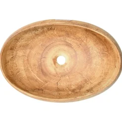 vidaXL håndvask til bordplade 59x40x15 cm oval keramik brun