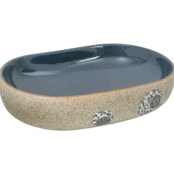 vidaXL håndvask til bordplade 59x40x14 cm oval keramik sand og blå