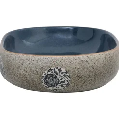 vidaXL håndvask til bordplade 59x40x14 cm oval keramik sand og blå