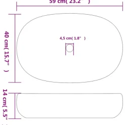 vidaXL håndvask til bordplade 59x40x14 cm oval keramik sand og blå
