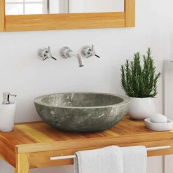 vidaXL håndvask Ø40x12 cm marmor grå