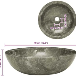 vidaXL håndvask Ø40x12 cm marmor grå