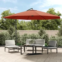 vidaXL hængeparasol 350 cm aluminiumstang terrakotta