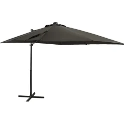 vidaXL hængeparasol med stang og LED-lys 250 cm antracitgrå