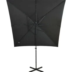 vidaXL hængeparasol med stang og LED-lys 250 cm antracitgrå