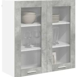 vidaXL Hængeskab med dør Beton Grå 80 x 31 x 80 cm Konstrueret træ