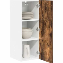 vidaXL Hængeskab med dør Riga 2 pcs Røget Eg og Hvid 30 x 31 x 80 cm