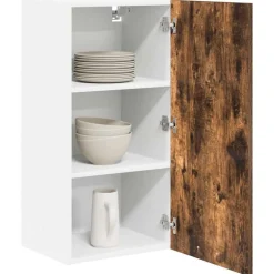 vidaXL Hængeskab Røget Eg og Hvid 40 x 31 x 80 cm Konstrueret træ