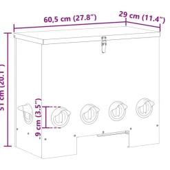vidaXL Hønsefoder Oliven grøn 60,5 x 29 x 51 cm Koldvalset Stål