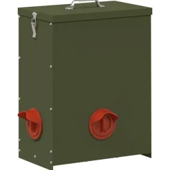 vidaXL Hønsefoder Oliven grøn 32,5 x 20,5 x 43 cm Koldvalset Stål
