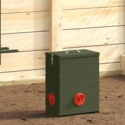 vidaXL Hønsefoder Oliven grøn 32,5 x 20,5 x 43 cm Koldvalset Stål
