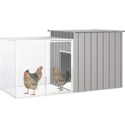 vidaXL hønsehus 200x91x100 cm galvaniseret stål grå