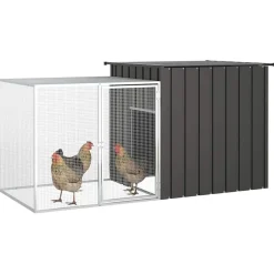 vidaXL hønsehus 200x91x100 cm galvaniseret stål antracitgrå
