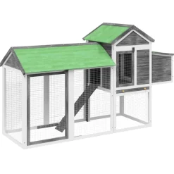 vidaXL hønsehus 193x65x117 cm massivt fyrretræ grå