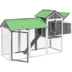 vidaXL hønsehus 193x65x117 cm massivt fyrretræ grå