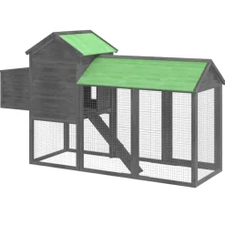 vidaXL hønsehus 193x65x117 cm massivt fyrretræ grå