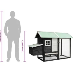 vidaXL hønsehus 170x81x110 cm massivt fyrretræ og grantræ grå