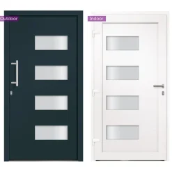 vidaXL hoveddør 100x200 cm aluminium og PVC antracitgrå