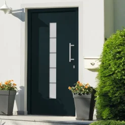 vidaXL hoveddør 100x200 cm aluminium og PVC antracitgrå